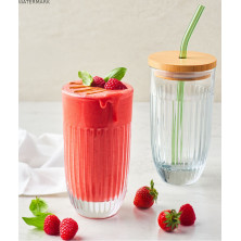 Ouessant Szklanka ze Szklaną Słomką i Pokrywką 400 ml