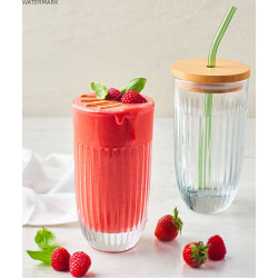 Ouessant Szklanka ze Szklaną Słomką i Pokrywką 400 ml
