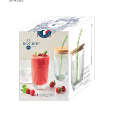 Ouessant Szklanka ze Szklaną Słomką i Pokrywką 400 ml